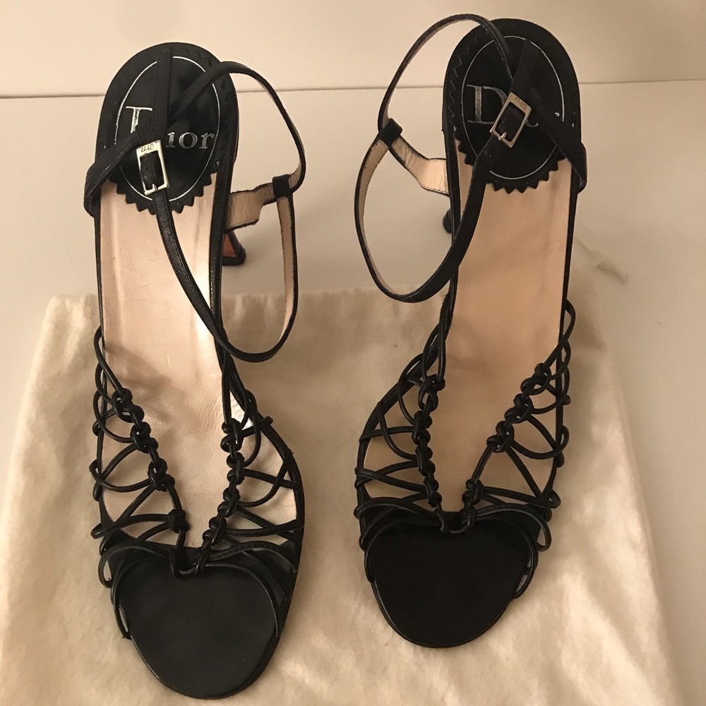 Dior black leather high heel sandal